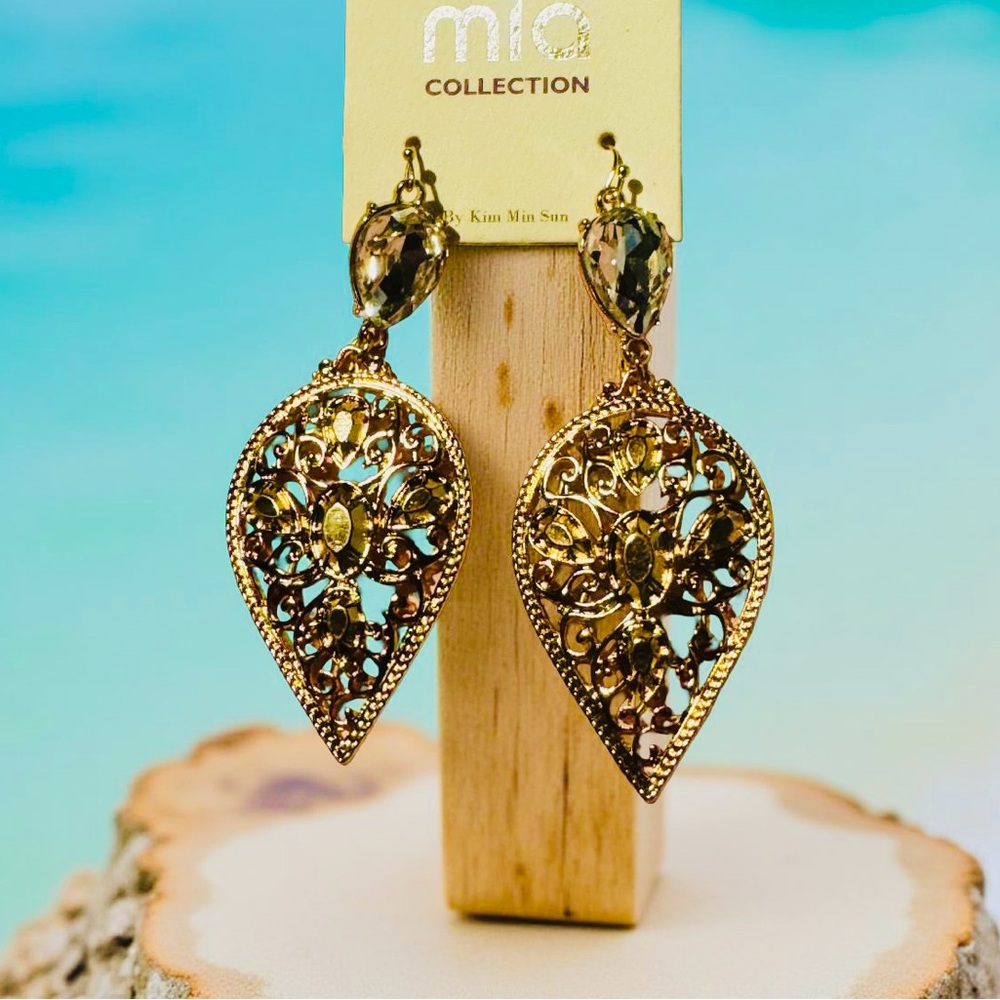 Gold Drop Earrings - Picture 1 of 5